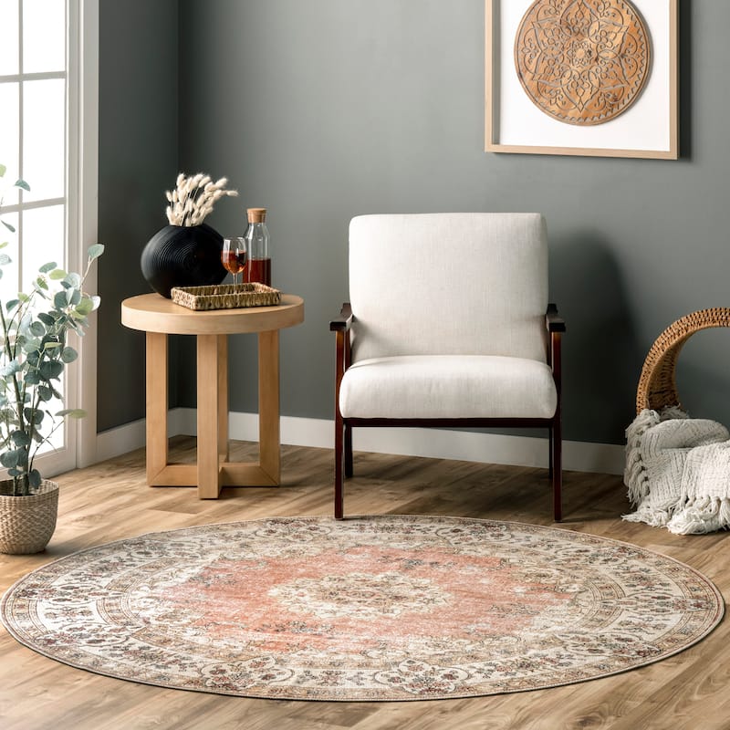 Nuloom Ren SpinClean Vintage Floral Machine Washable Area Rug