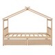 preview thumbnail 58 of 58, Wooden House Bed with 2 Drawers, Headboard & Footboard