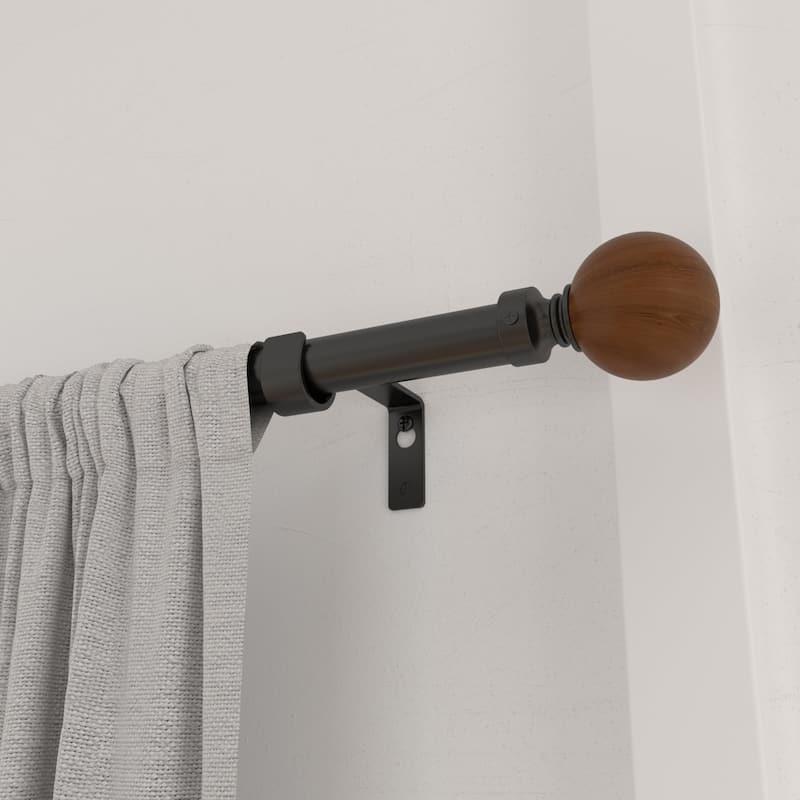 Acroma Adjustable Single Curtain Rod with Globe Ball Finial - 48 to 84 inches