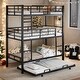 preview thumbnail 1 of 8, Metal Twin Size Triple Bunk Bed With Trundle Black