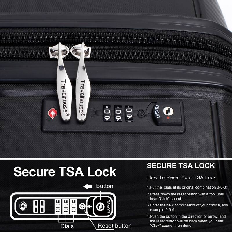 Durable Polypropylene Hardshell Suitcase Set with 360° Spinner Wheels & TSA Lock (20/24/28)