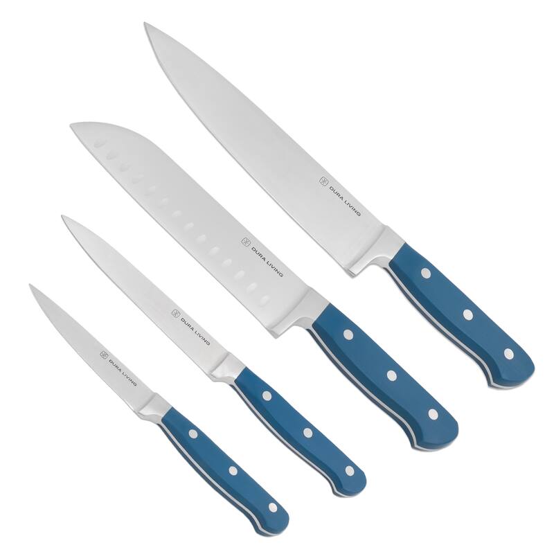 Dura Living Signature Forged High Carbon 4-Piece Kitchen Knife Set - Blue - 4 Piece