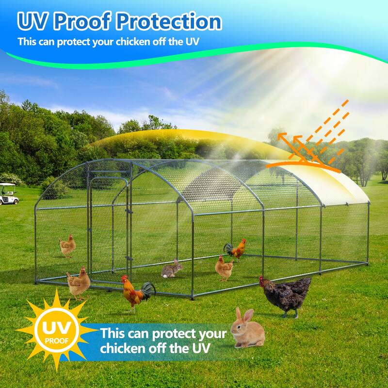 Chicken Coop with Waterproof Anti-UltravioletCover - Outdoor Safe - Silver