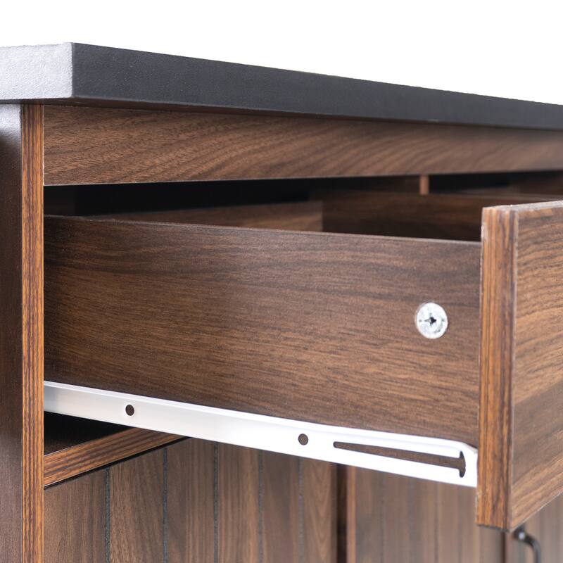 51.06'' Particle Board Kitchen Island with Drop Leaf, RollingWheels, Spice Rack, Towel Rack and Drawers