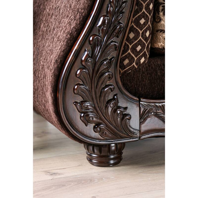 Dayaram Traditional Dark Brown Chenille Loveseat by Gracewood Hollow