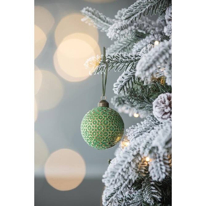 D3" Christmas Ball Ornaments, Glass Decorative Hanging Ball Christmas Tree Ornaments for Holiday, Set of 12 - Green