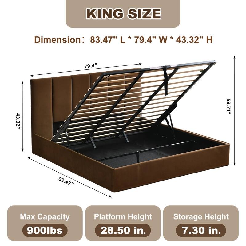 Full Size Lift-Up Storage Bed, White