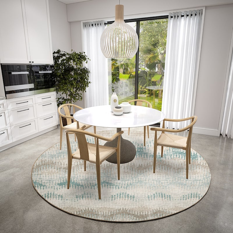 Indoor/ Outdoor Addison Bravado Modern Chevron Washable Area Rug - 8' x 8' - Linen