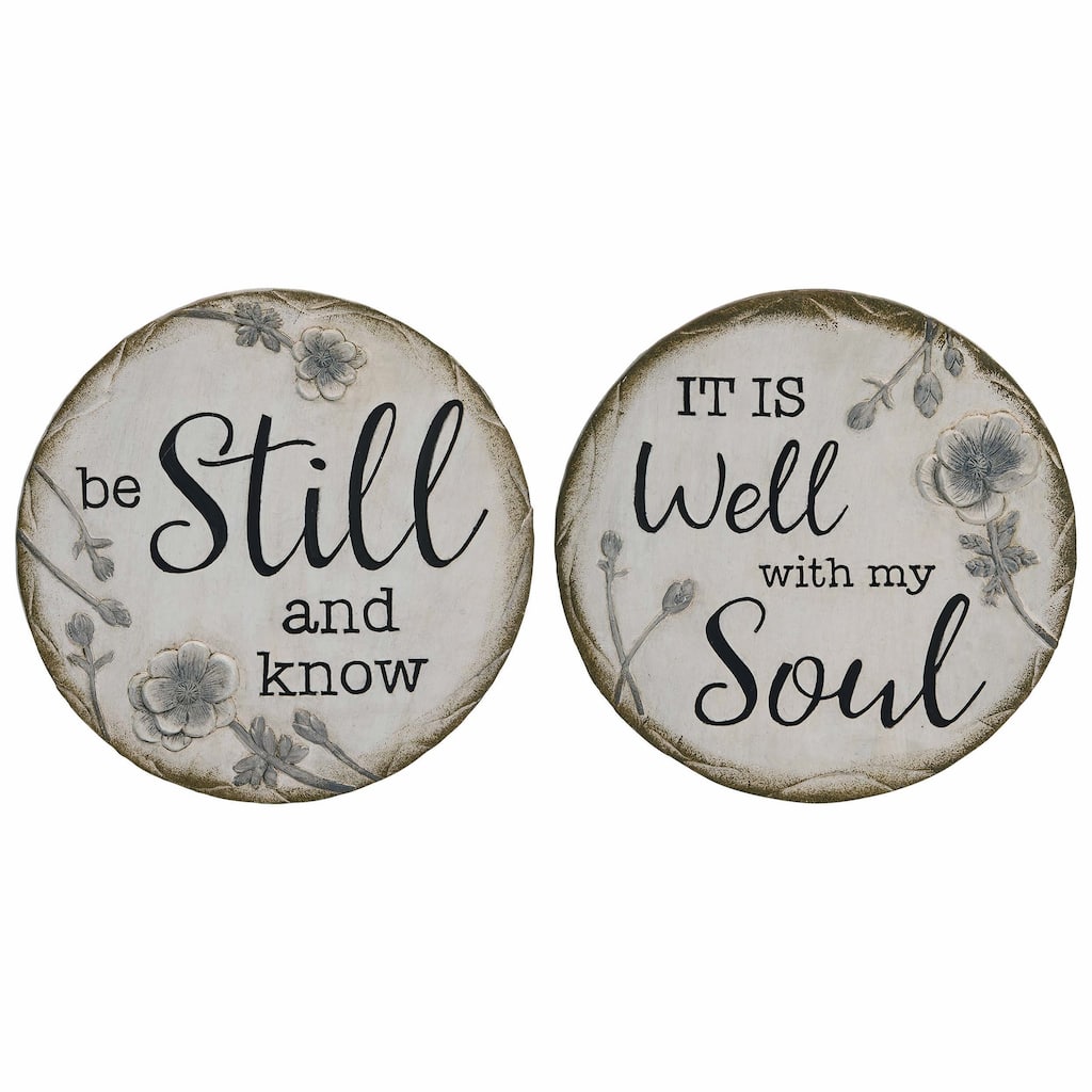 Transpac Farmhouse Blessings Garden Stone Set of 2 Spring Home Decorations