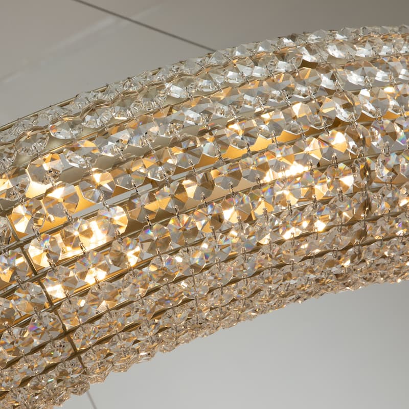 CraftHome Empire Glam Halo Soft Gold Round Crystal Chandelier for Dining Room
