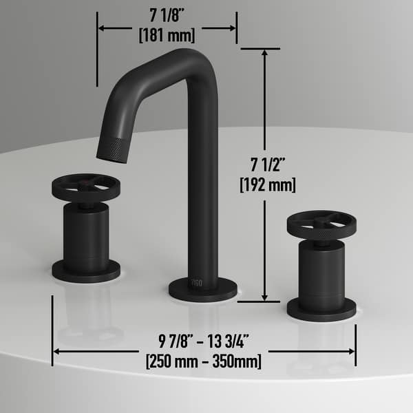 dimension image slide 0 of 4, VIGO Cass 8" H 2-Handle Widespread Bathroom Faucet