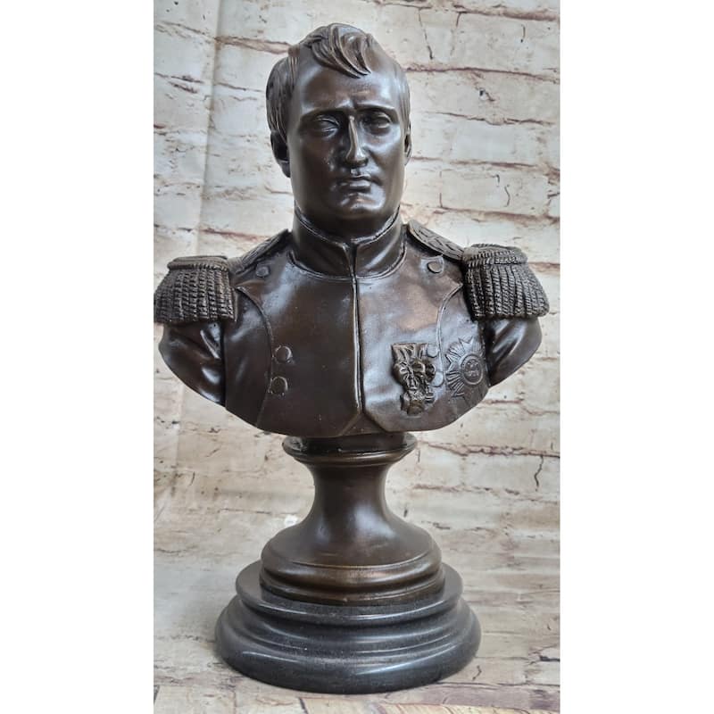 Bronze Metal Bust Statue Sculpture Of Napoleon Bonaparte French Decor Marble Base