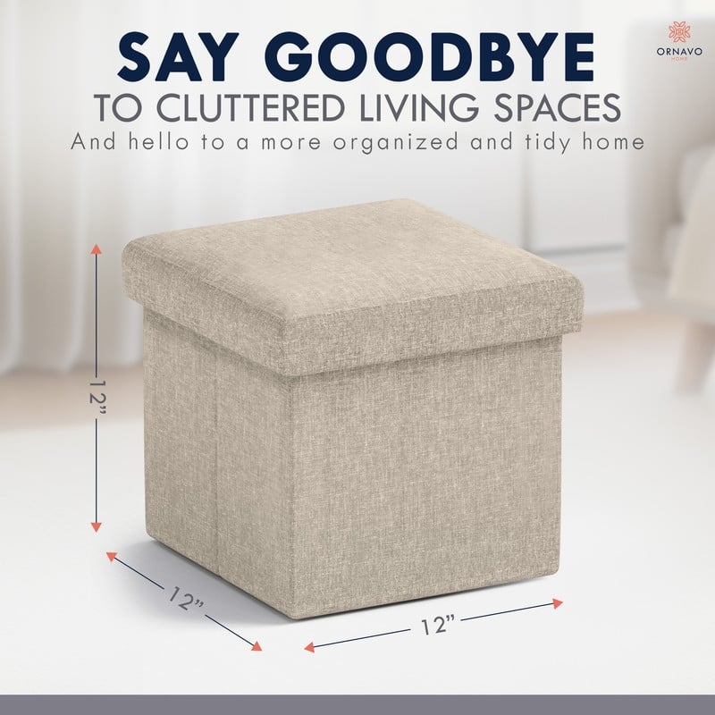 2 Pack Small Foldable Square Storage Ottoman Cube