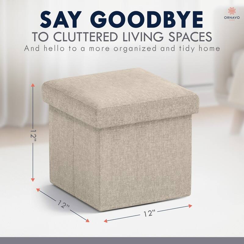 Small Foldable Square Storage Ottoman Cube