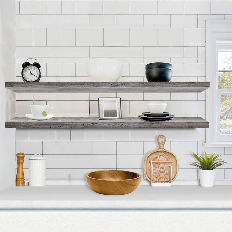 Sorbus Floating Shelves for Wall - 55 Inch Extra-Long Bathroom Shelves - Mounted Floating Shelf with Hidden Brackets (2 Pack)