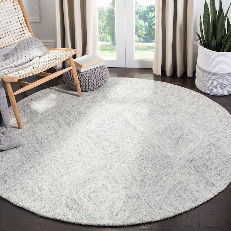 SAFAVIEH Handmade Abstract Ameeta Modern Wool Rug - 6' Round - Silver