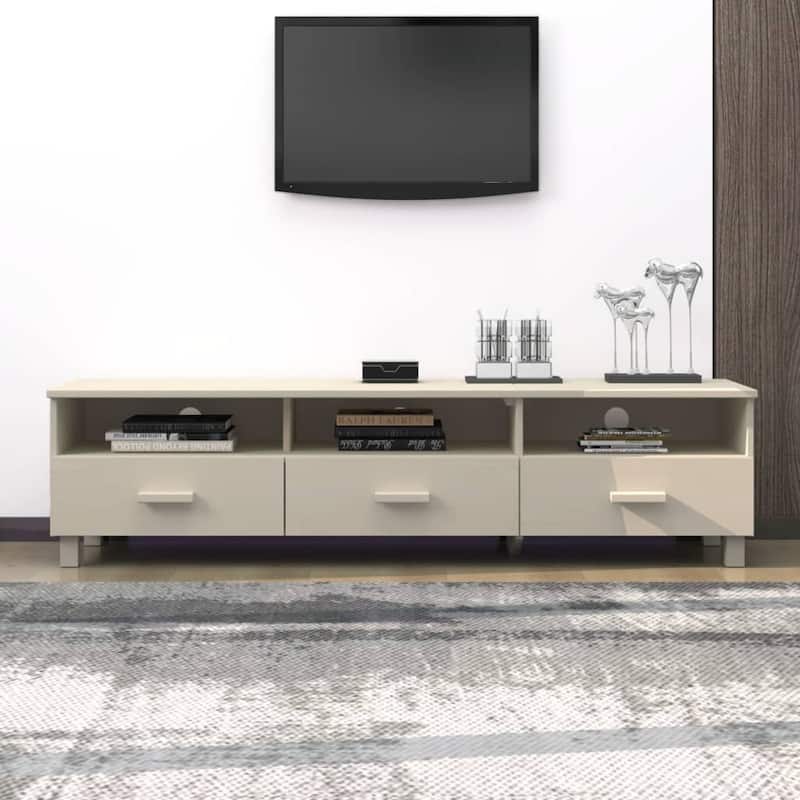 vidaXL TV Stand TV Console Sideboard TV Unit Cupboard HAMAR Solid Wood Pine - 62.2" x 15.7" x 15.7" - Brown