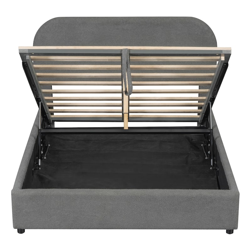 Teddy Fleece Upholstered Platform Bed with Hydraulic Storage