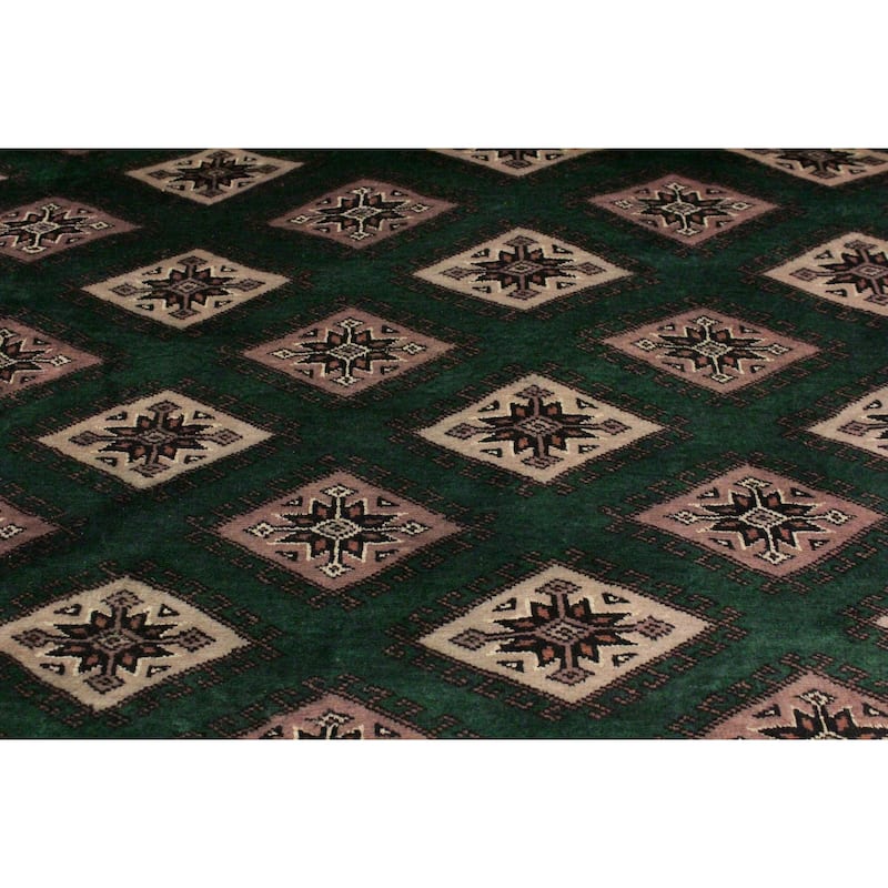 Tribal Bokhara Stein Green/Taupe Hand Knotted Wool Rug - 9'0'' x 11'8''