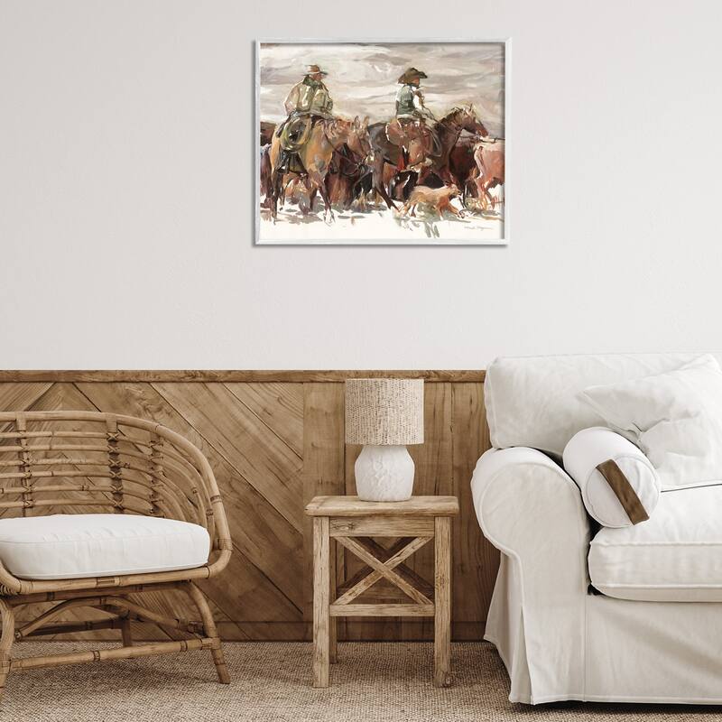 Stupell Round Up Cowboys Framed Giclee Art Design By Marilyn Hageman