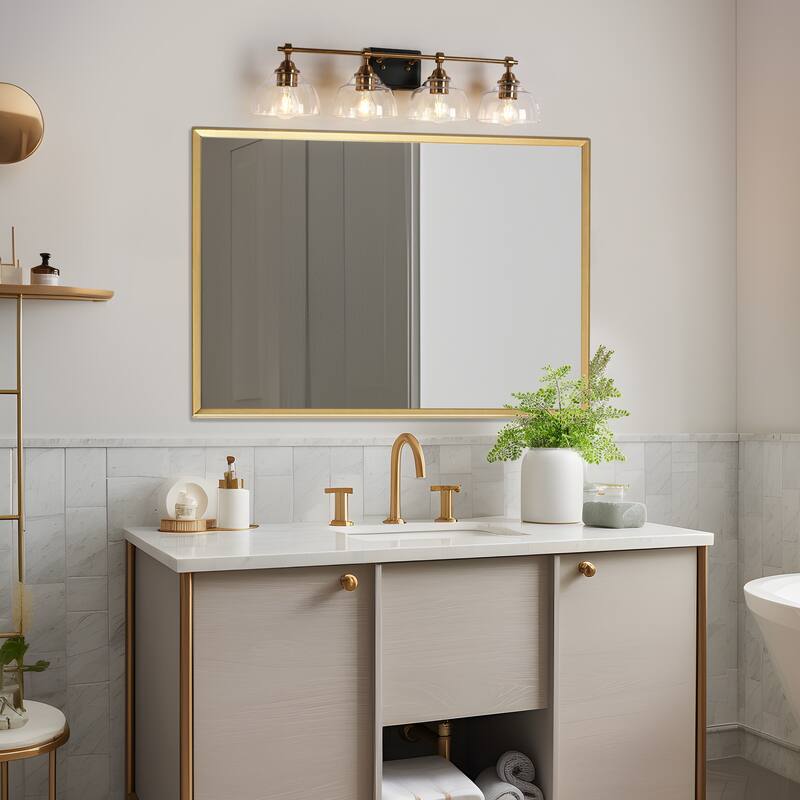 Modern Farmhouse 1/3/4-Light Gold Black Bathroom Vanity Light Glass Wall Sconces