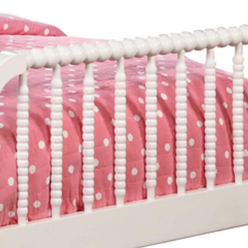 Wooden Twin Bed with Bobbin Style Slatted Headboard and Footboard, White