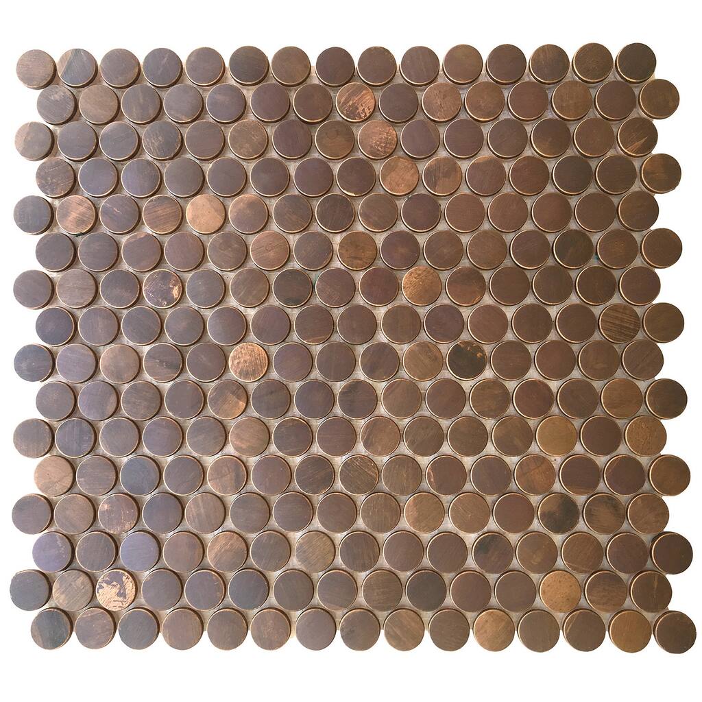Eden Mosaic Tile: Penny Round Antique Copper Tile 12.3x11.5 (11 tiles/10.81 Sqft)