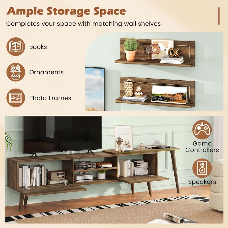 Gymax TV Stand Rustic Farmhouse Entertainment Center Suits TVs up to