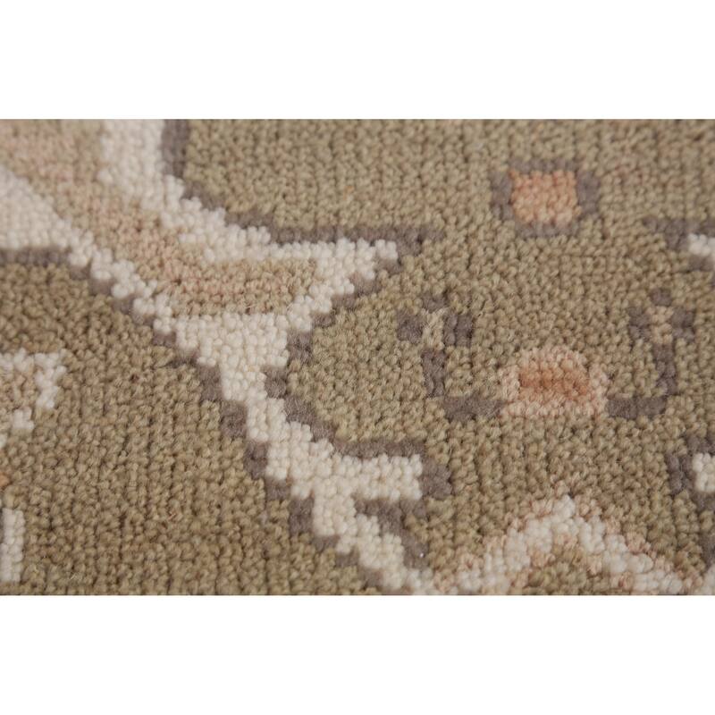 Light Brown Transitional Oushak Runner Rug Handmade Wool Carpet - 2'8" x 7'11"