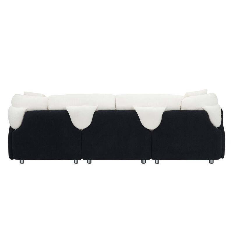 3-Seat Velvet Sofa with Teddy Fabric and Throw Pillows for Cozy Spaces