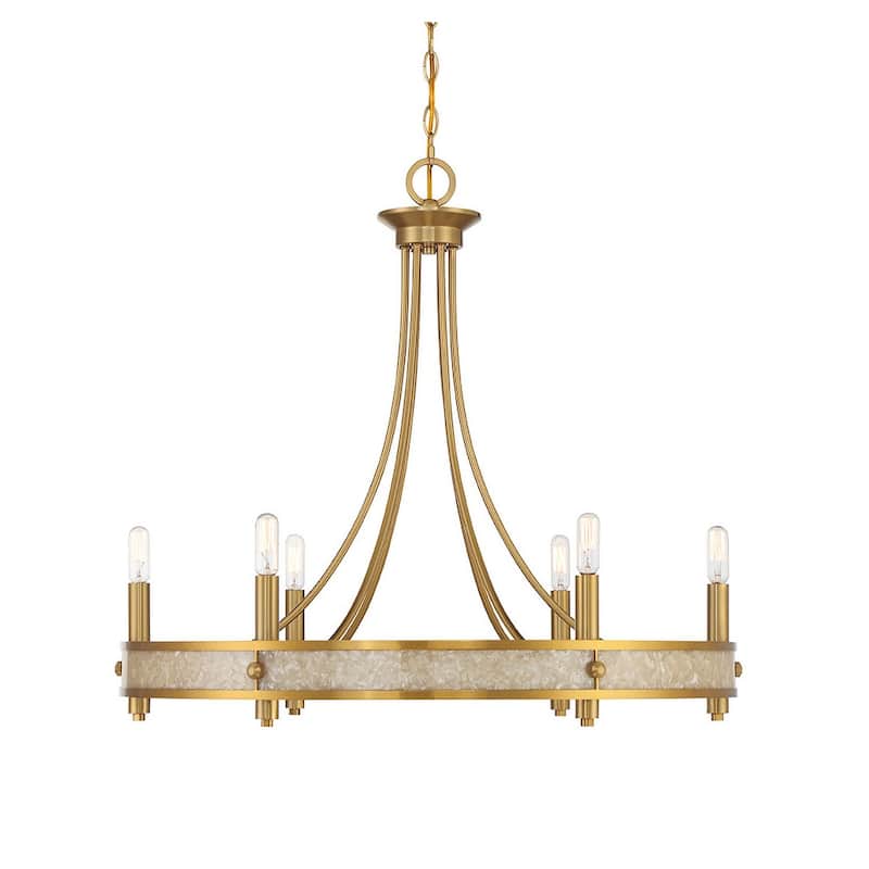 Savoy House 1-2053-6 Camden 6 Light 28" Wide Taper Candle Style - Warm Brass