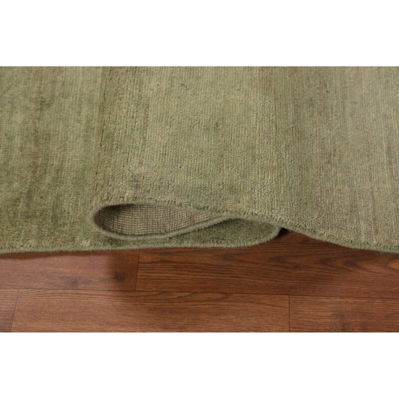 Hand Knotted Oriental 100% Wool Carpet Modern Solid Green Gabbeh Area Rug - 5' 0'' X 3' 5''
