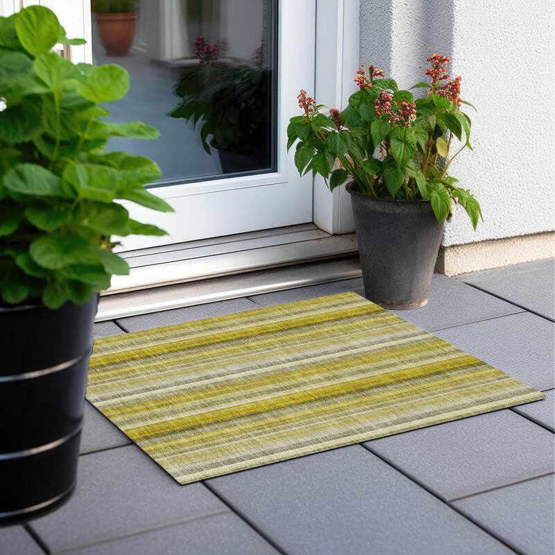 Almiro Stripe Weather Resistant Timeless Fusion Outdoor Rug