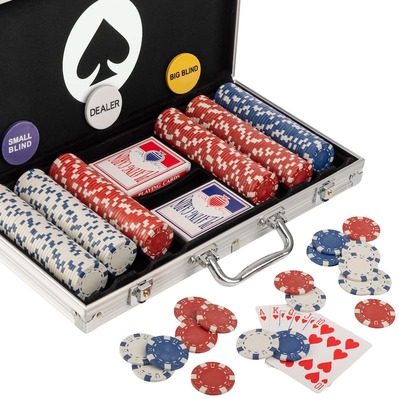 Trademark Poker Set with Cards, Buttons, Carrying Case, and 300 Poker Chips