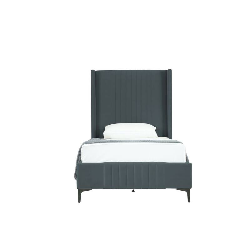 Manhattan Comfort Promenade Mid-Century Modern Velvet Upholstered Bed