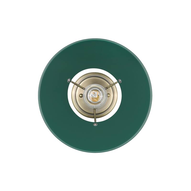 Yep by Golden Lighting Orwell 1-light Flush Mount in Aged Brass and Pine Green shade