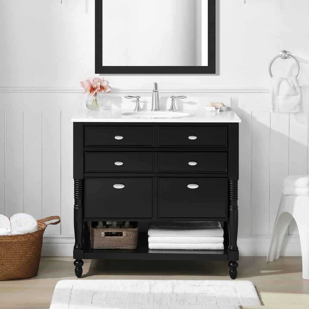 Elizabeth 36-inch Singe Sink Bathroom Vanity with Marble Top