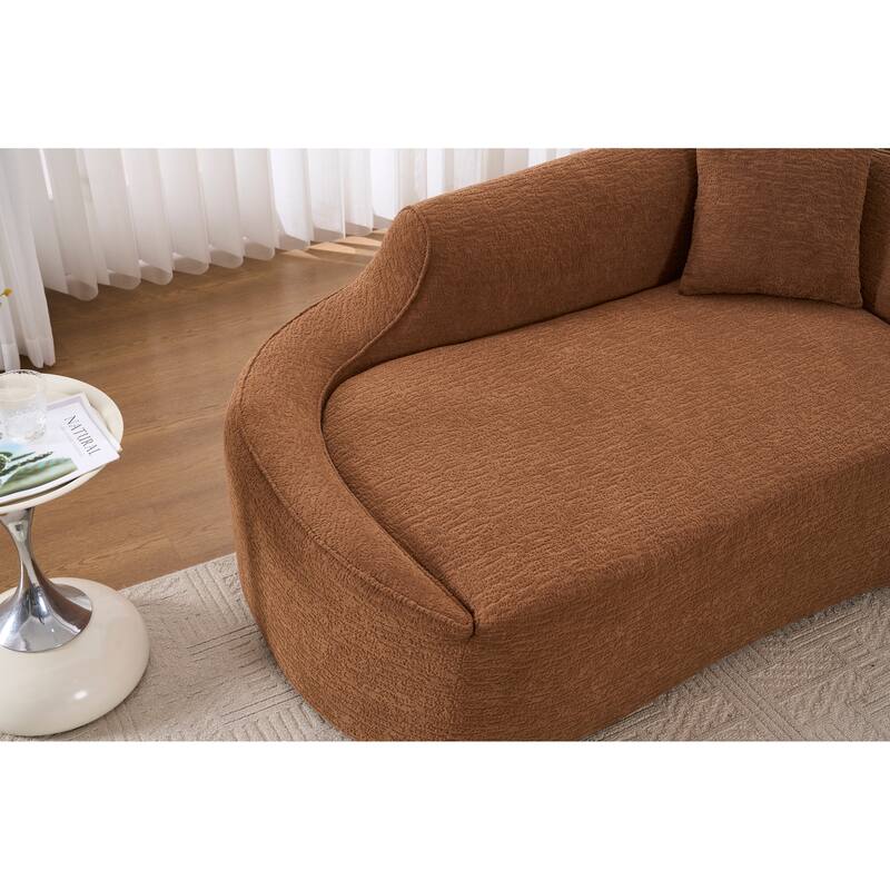 LY-048 Compression Curved Chaise Longue Chair Indoor, Modern Chenille Loveseat Couch