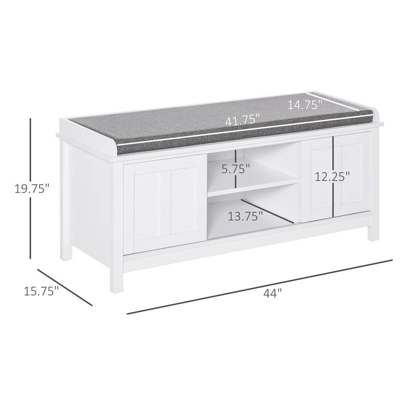 Entryway Shoe Bench Storage Ottoman with Sliding Doors, Adjustable Shelving, 6 Compartments, and Padded Seat, Holds 10 Pairs