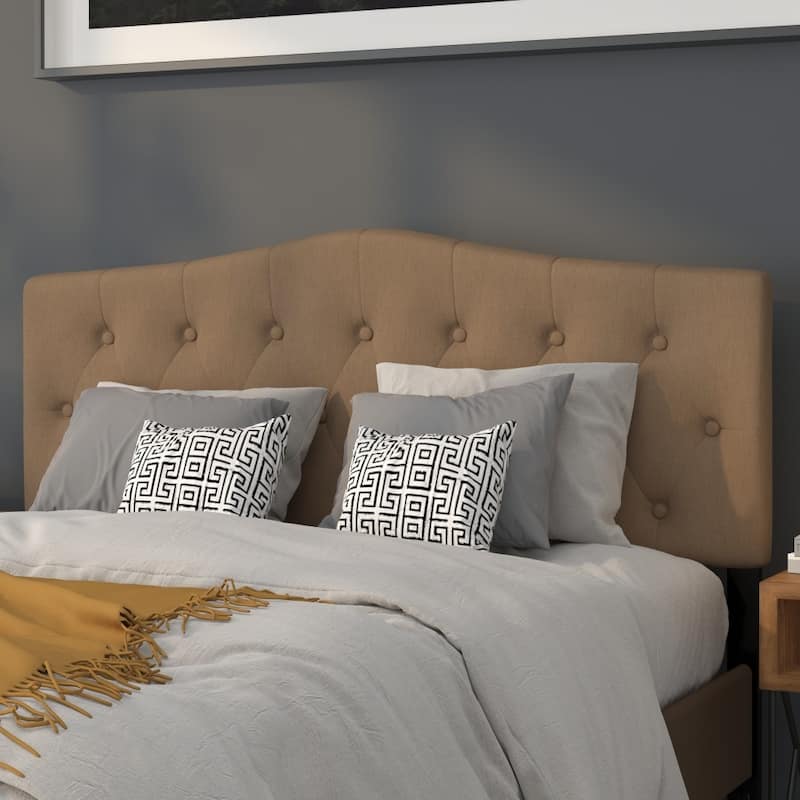 Arched Button Tufted Upholstered Headboard - Dark Brown - Queen