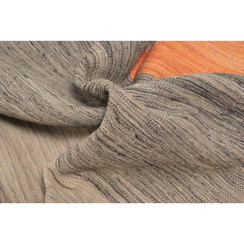 Hand Woven Oriental 100% Wool Carpet Southwestern Modern Greys & Charcoal Kilim Area Rug - 9' 7'' X 8' 4''