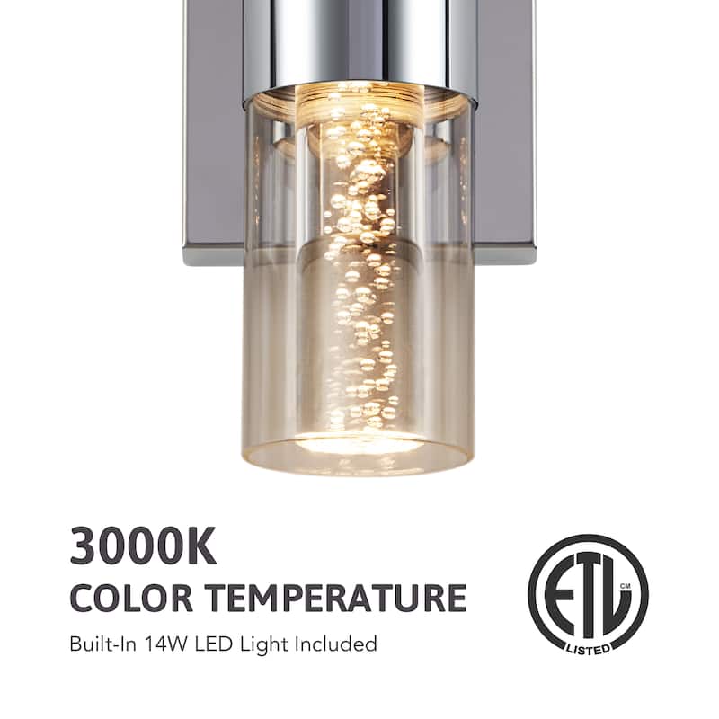 CO-Z 7-Inch Acrylic Wall Sconce Vanity Light Integrated LED - Chrome