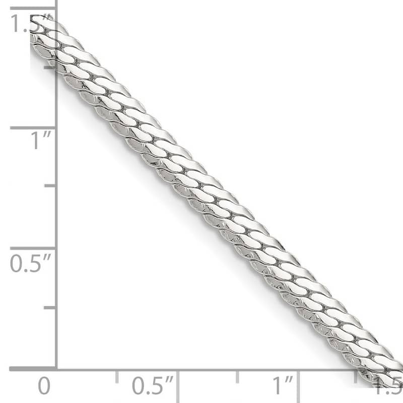 Curata 925 Sterling Silver 4.1mm Double Oval Flat Curb Chain Necklace for men