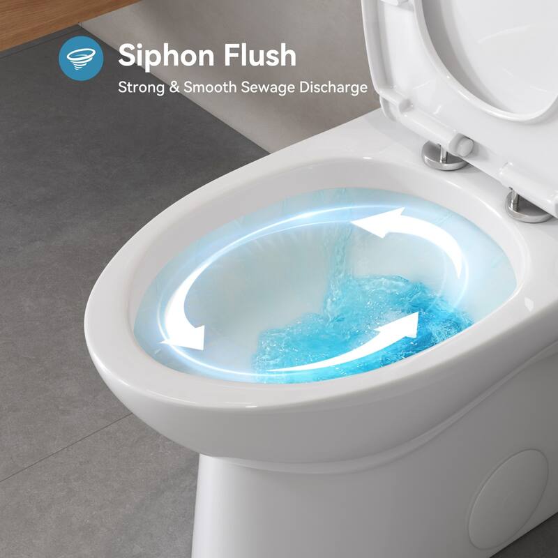 HOROW One Piece Elongated Toilet in White 0.8/1.28 GPF Dual Flush with Seat - N/A