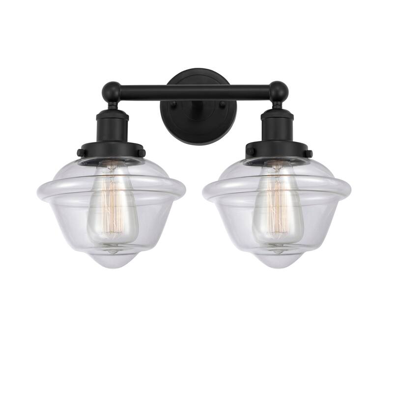 Innovations Lighting 616-2W-10-16 Oxford Vanity Oxford 2 Light 16" - Matte Black / Clear