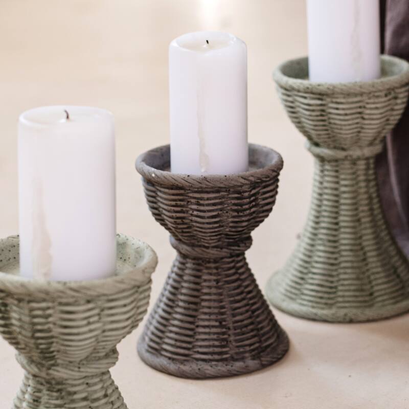 Casa Gray Short Candlestick