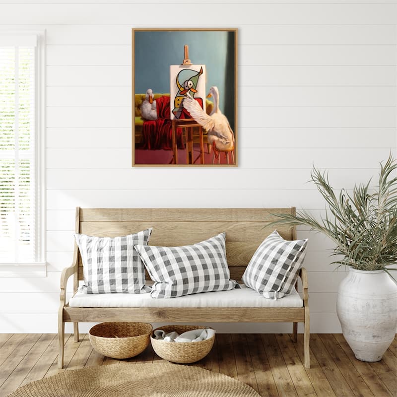 Duckcasso by Lucia Heffernan Framed Canvas Wall Art Print - Sylvie Natural