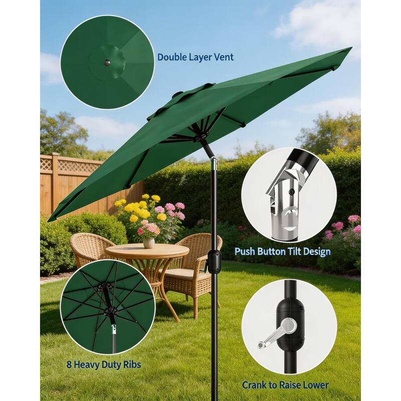 10ft Outdoor Patio Umbrella, with Crank Lift & Push Button Tilt, UV Protection Waterproof