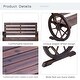 preview thumbnail 5 of 6, Outsunny Rustic Outdoor Patio Wagon Wheel Wooden Bench Chair, for your Garden, Patio, or Entryway