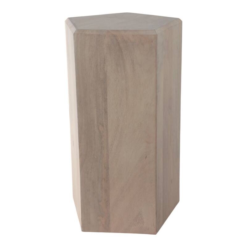 Natural Wood Side Table Elegant Geometric Design Narrow End Accent